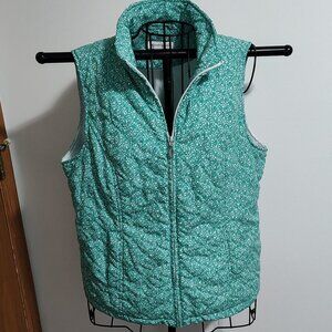 Christopher & Banks green & white leaf pattern vest, Excellent used cond. size M